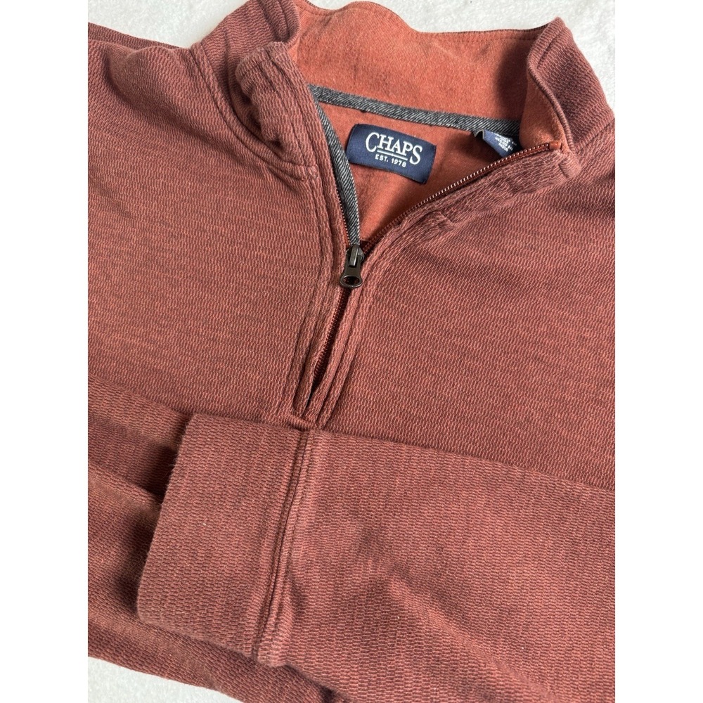 Chaps Quarter Zip Sweater Orange Men's Size XL